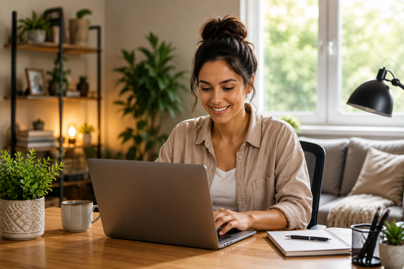 Person working remotely from home